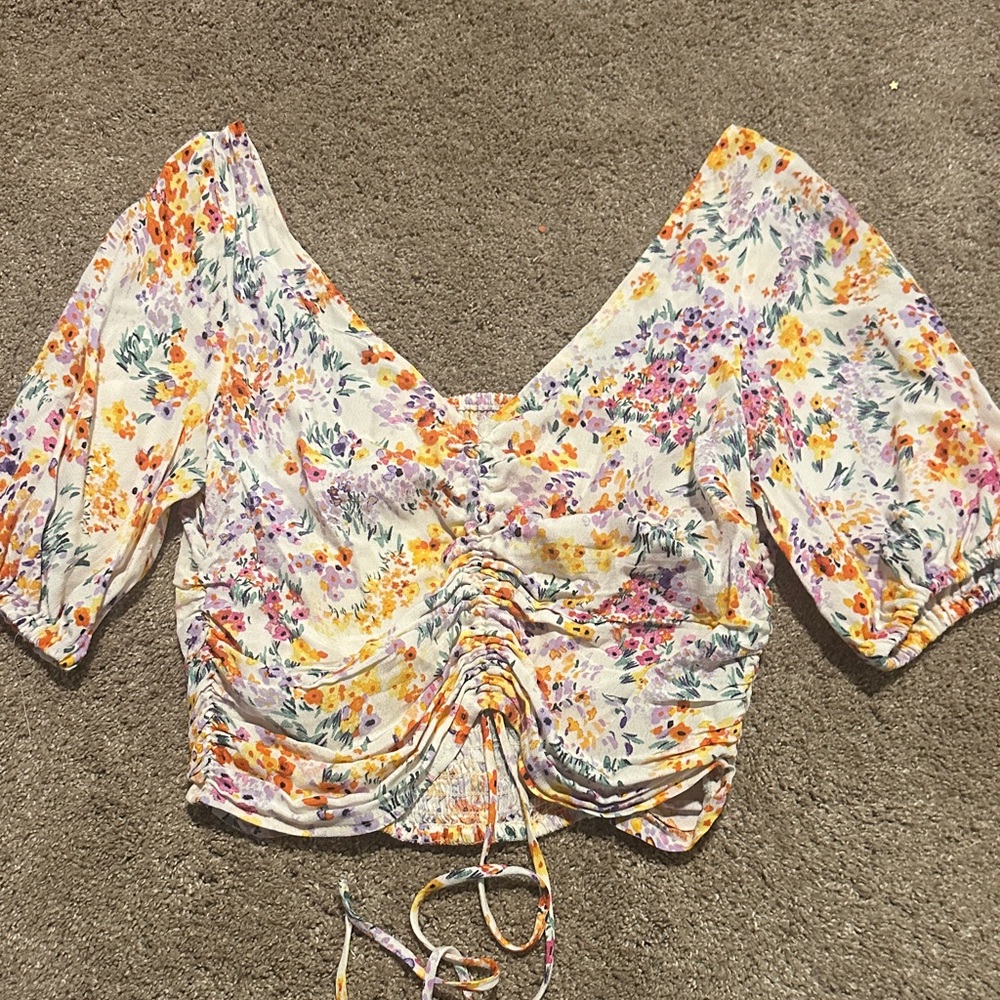 Floral Ruched Women's Top